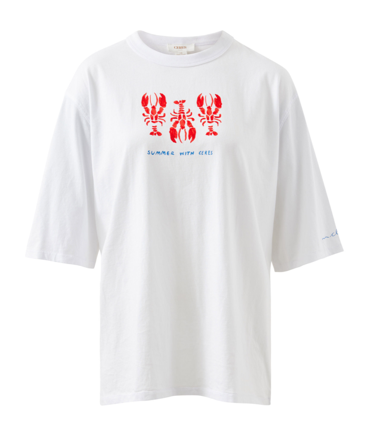 Liv Oversized Tee | White Summer Lobsters