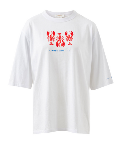 Liv Oversized Tee | White Summer Lobsters
