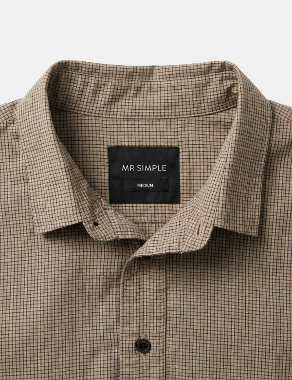 Rustler Textured S/S Shirt | Stone Mini Check