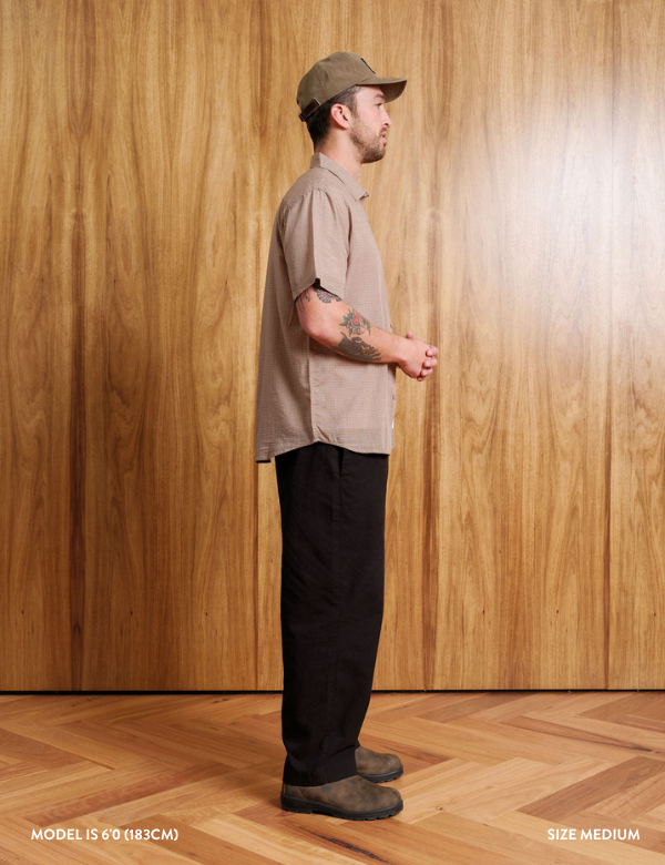 Rustler Textured S/S Shirt | Stone Mini Check