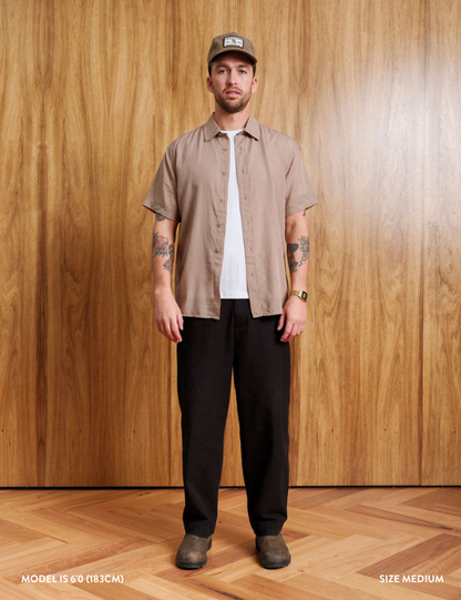 Rustler Textured S/S Shirt | Stone Mini Check