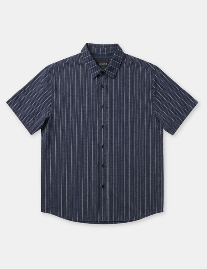 Rustler Textured S/S Shirt | Vintage Navy Multi Stripe