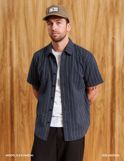 Rustler Textured S/S Shirt | Vintage Navy Multi Stripe