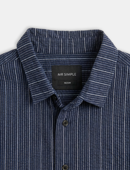 Rustler Textured S/S Shirt | Vintage Navy Multi Stripe