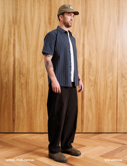 Rustler Textured S/S Shirt | Vintage Navy Multi Stripe