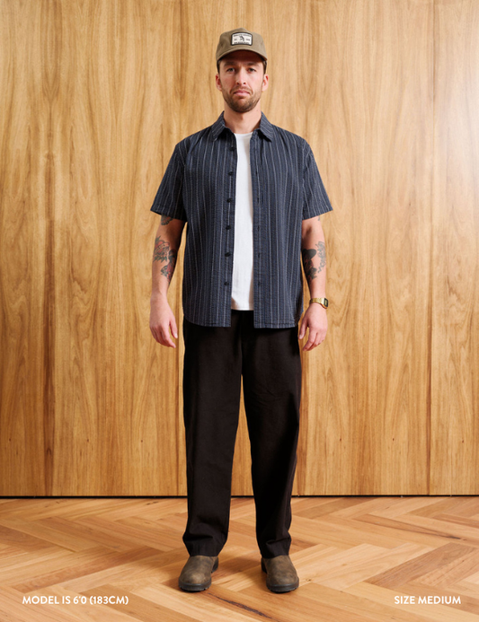 Rustler Textured S/S Shirt | Vintage Navy Multi Stripe