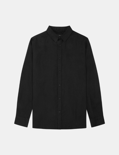 Linen Long Sleeve Shirt | Black
