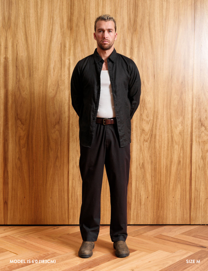 Linen Long Sleeve Shirt | Black