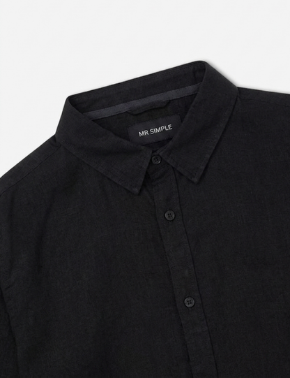 Linen Long Sleeve Shirt | Black