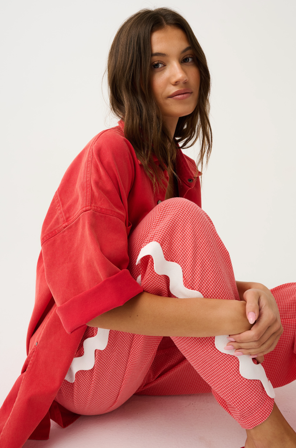 Blair Beach Pant | Coral Gingham