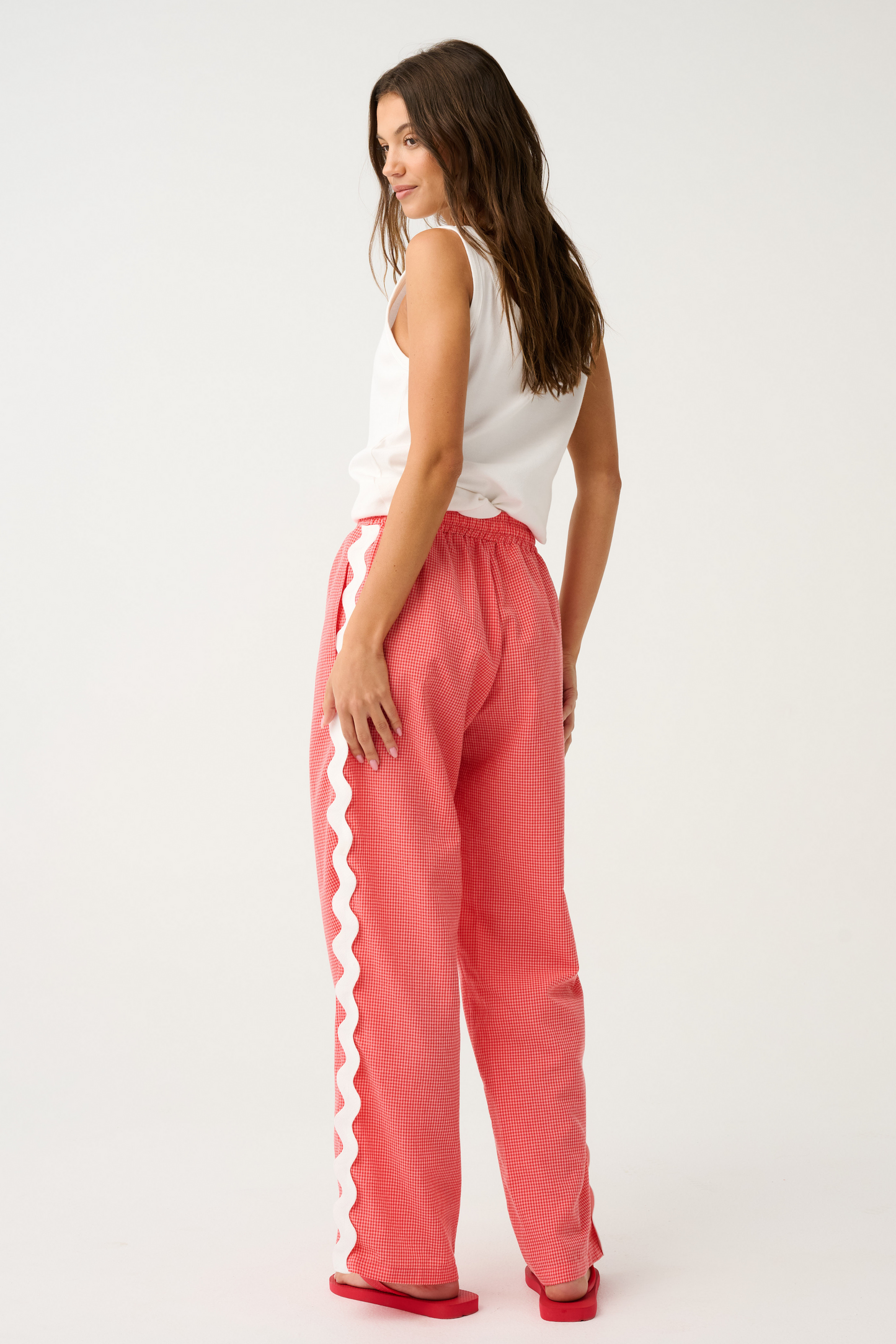 Blair Beach Pant | Coral Gingham