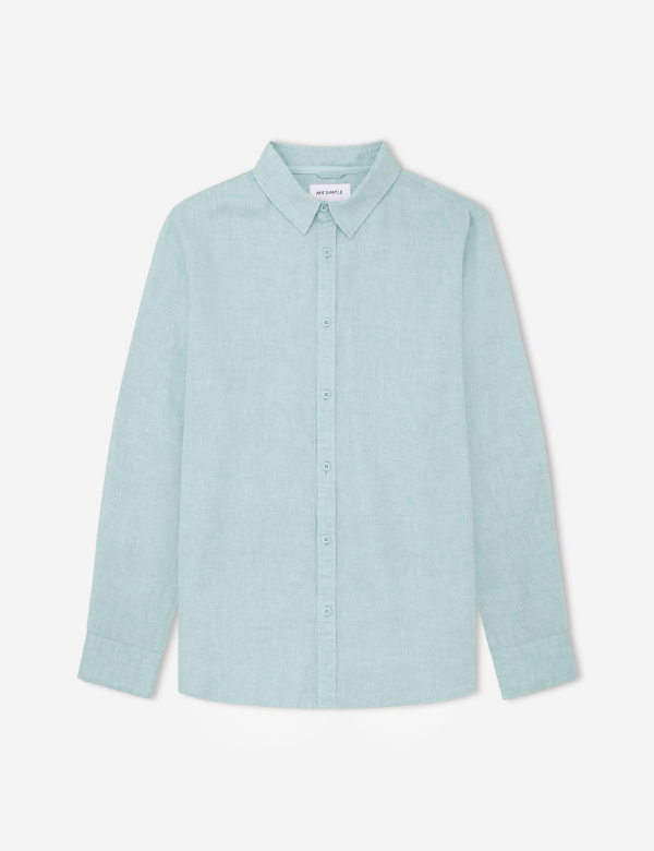 Linen Longsleeve Shirt | Misty Blue