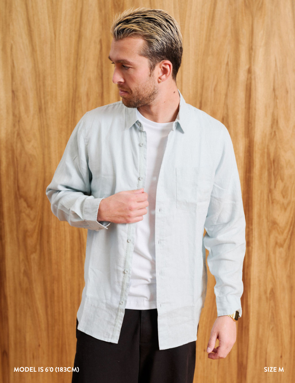 Linen Longsleeve Shirt | Misty Blue