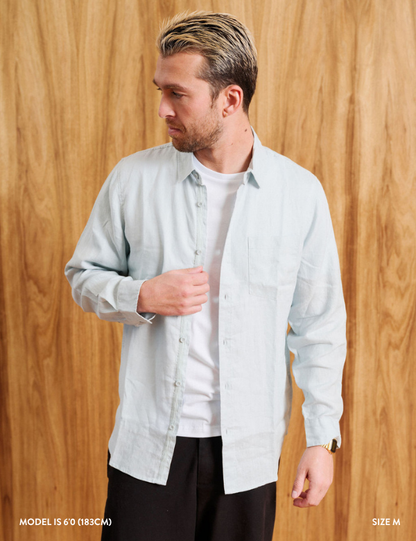 Linen Longsleeve Shirt | Misty Blue
