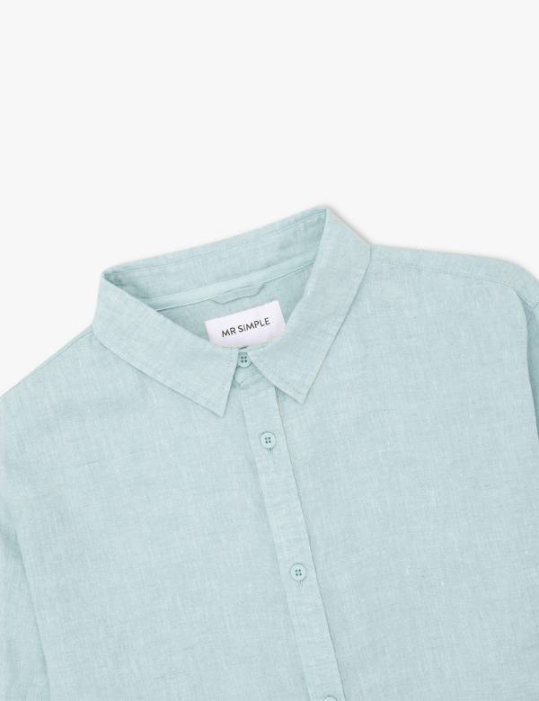 Linen Longsleeve Shirt | Misty Blue