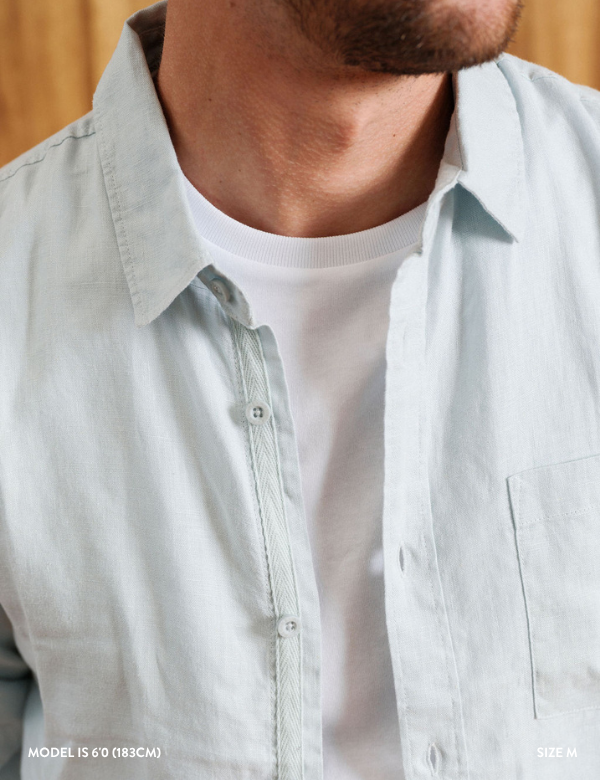 Linen Longsleeve Shirt | Misty Blue