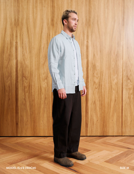 Linen Longsleeve Shirt | Misty Blue
