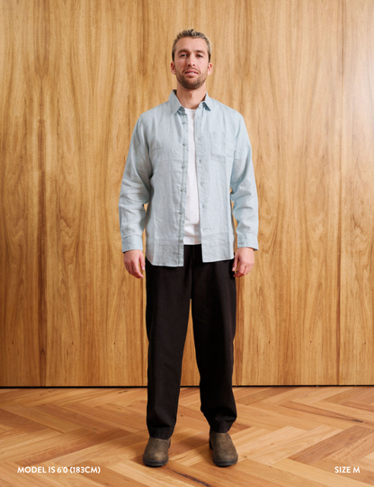 Linen Longsleeve Shirt | Misty Blue