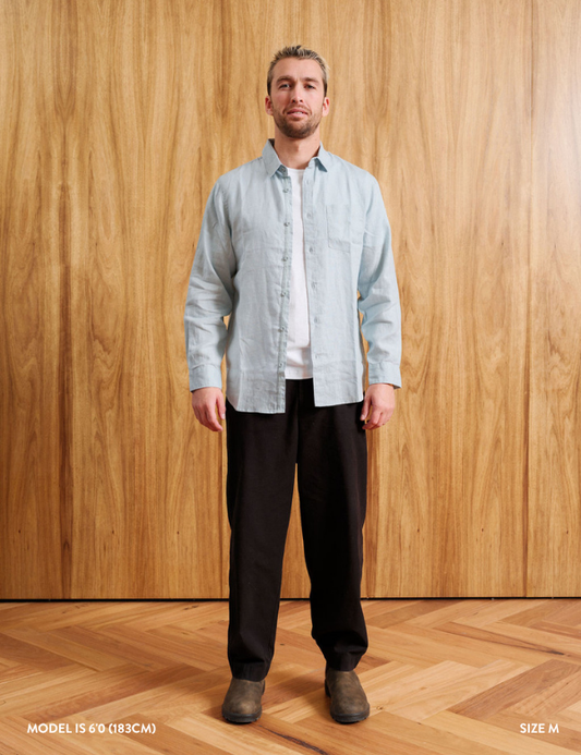 Linen Longsleeve Shirt | Misty Blue