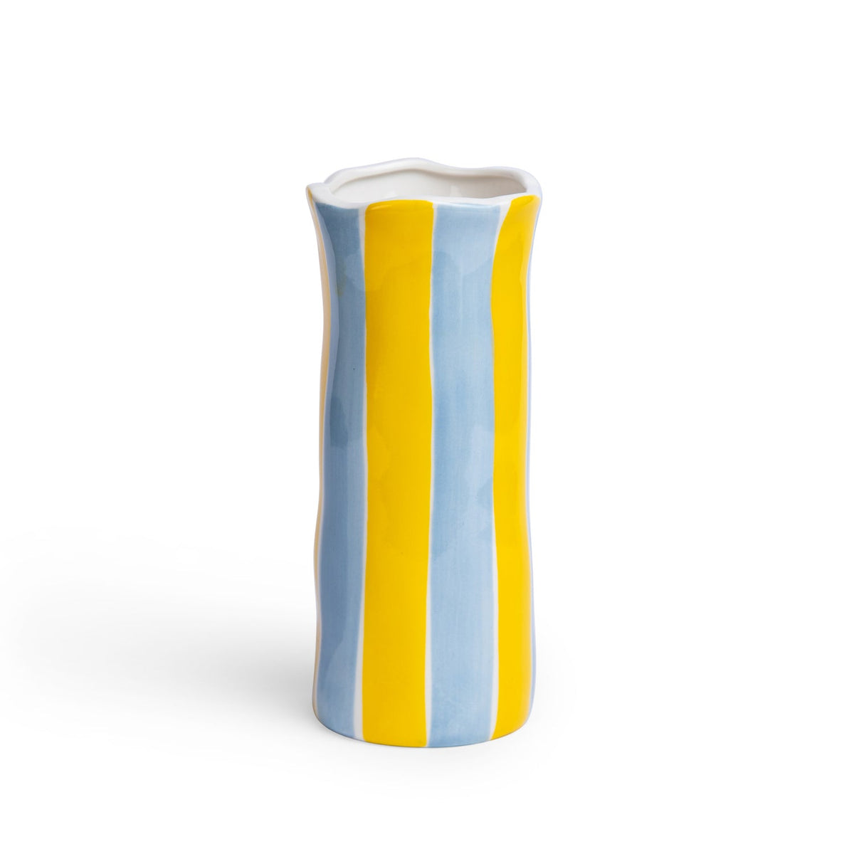 Small Ceramic Vase | Cornflower Blue and Yellow Stripe