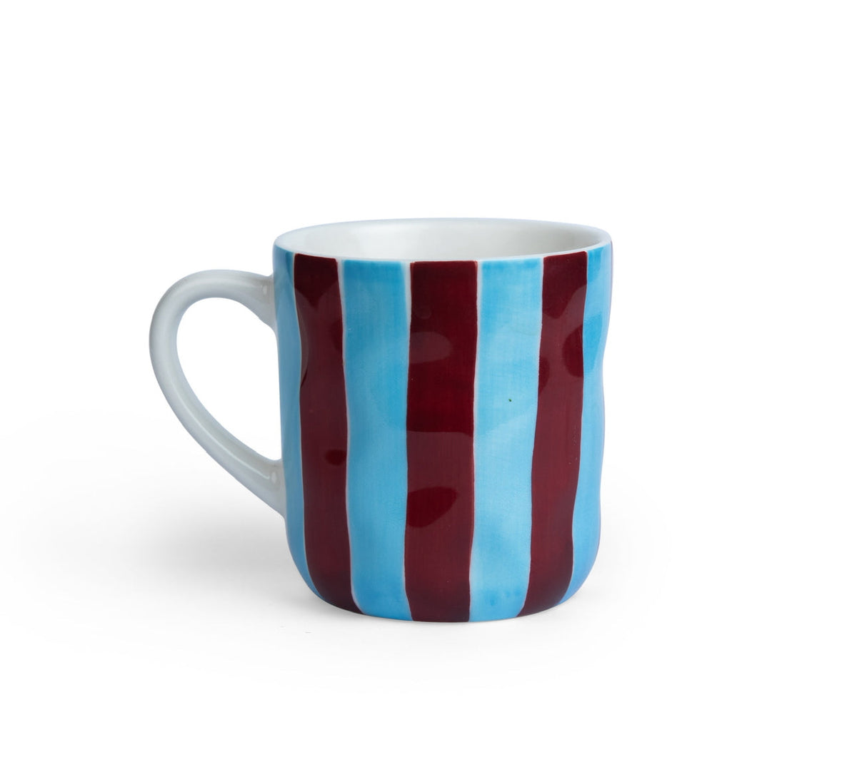 Ceramic Mug | Cornflower Blue & Burgundy Stripe