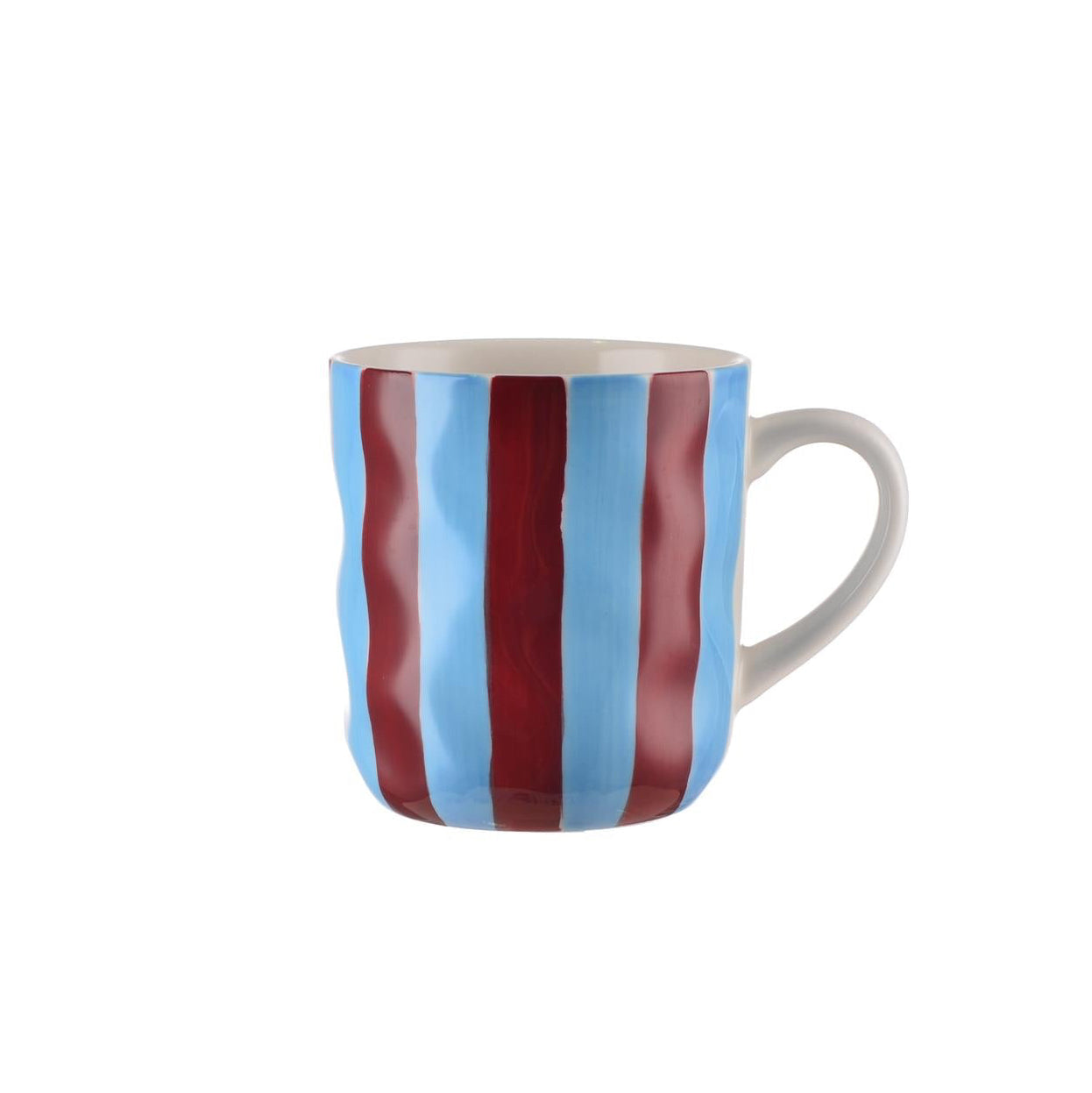Ceramic Mug | Cornflower Blue & Burgundy Stripe