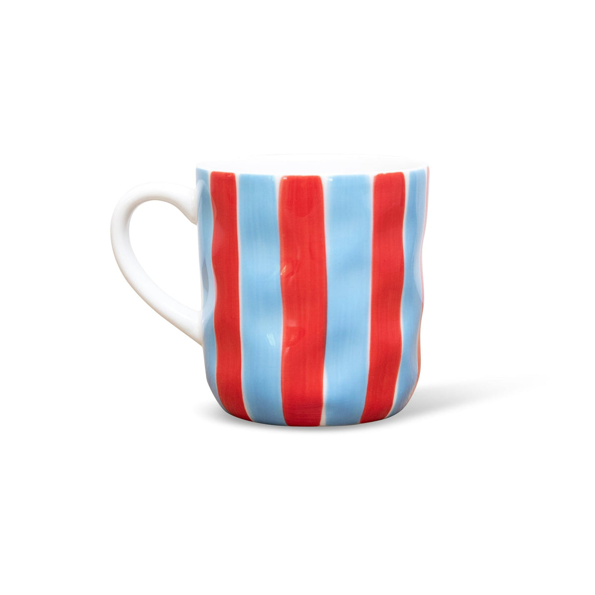 Ceramic Mug | Cornflower Blue & Red Stripe
