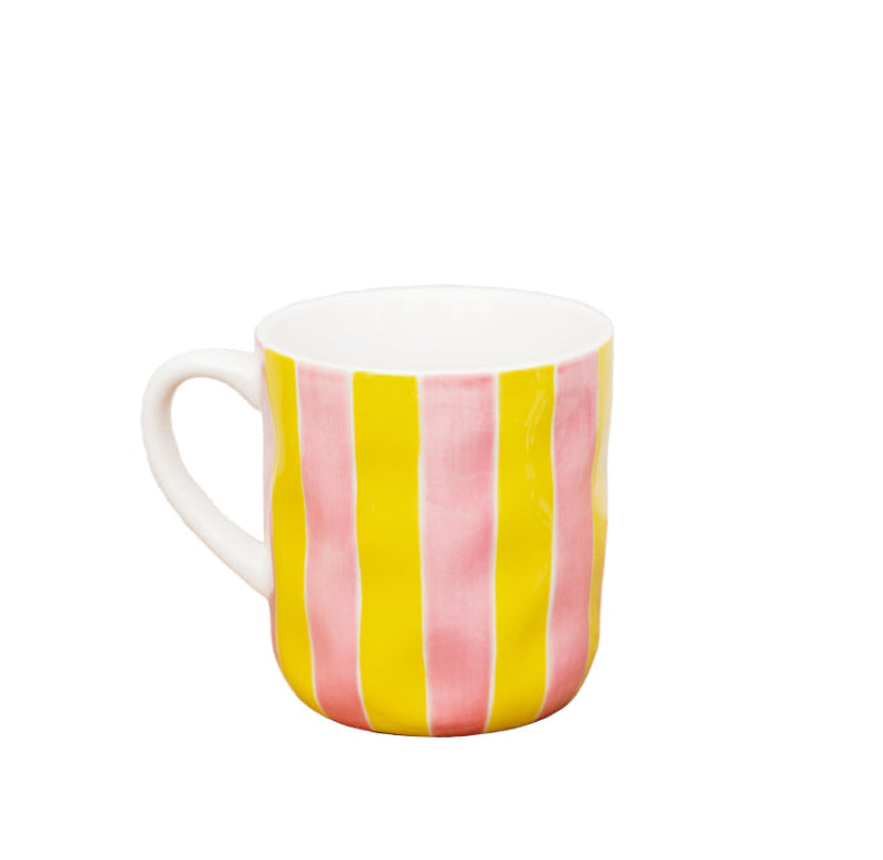 Ceramic Mug | Pink & Yellow Stripe