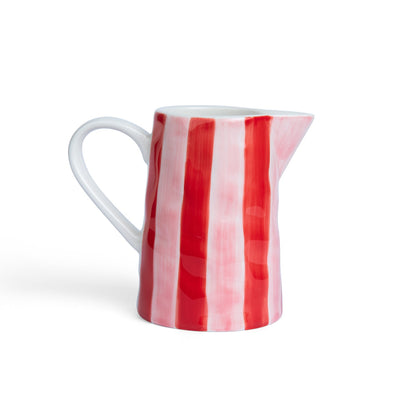 Ceramic Milk Jug | Pink & Red Stripes