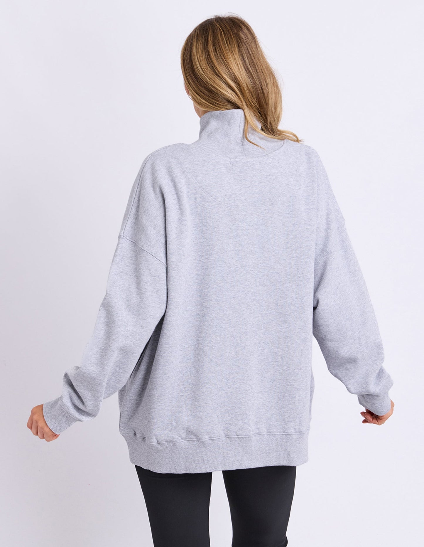 Studio Mock Neck Crew | Grey Marle