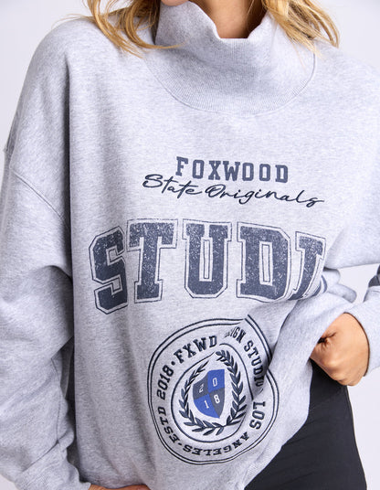 Studio Mock Neck Crew | Grey Marle