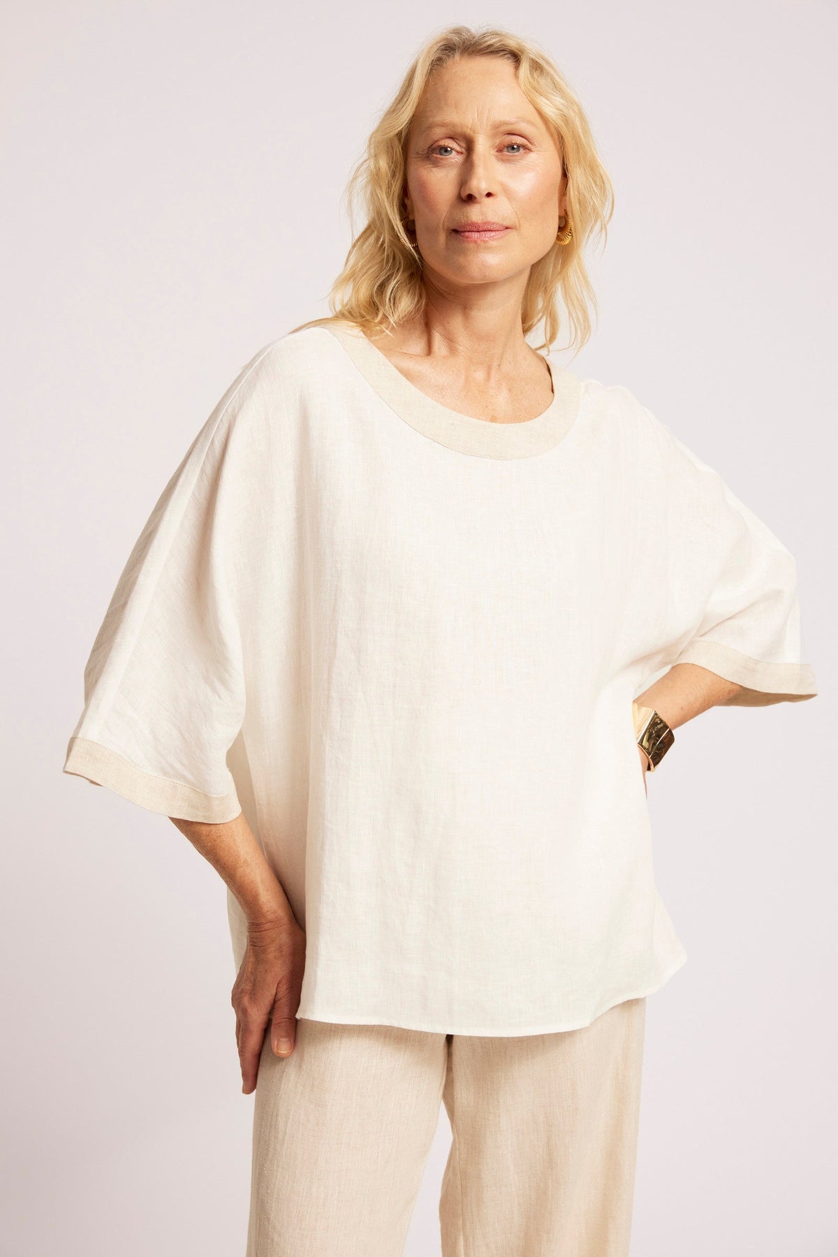 Maris Relaxed Splice Top | White/Tusk