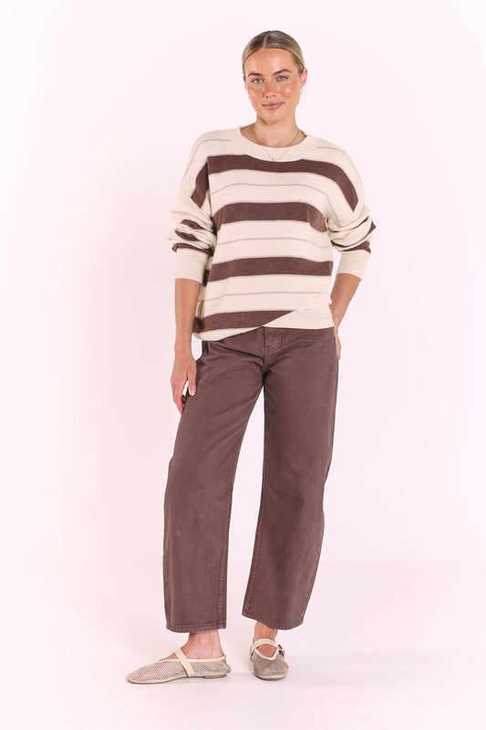 Holly Knit | Cream Chocolate Stripe