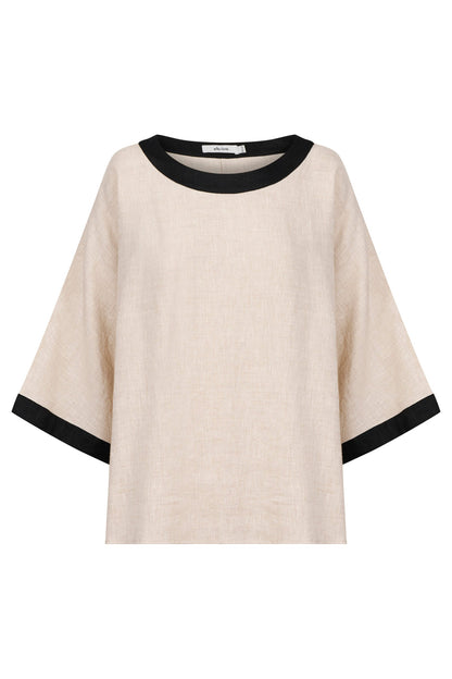 Maris Relaxed Splice Top | Tusk/ Black