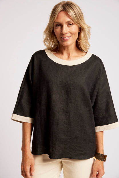 Maris Relaxed Splice Top | Black/Tusk