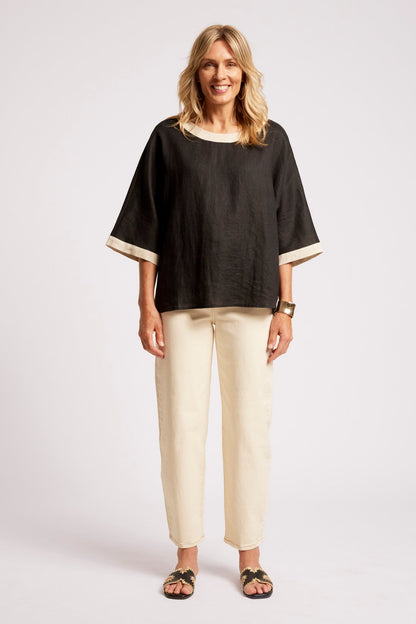 Maris Relaxed Splice Top | Black/Tusk