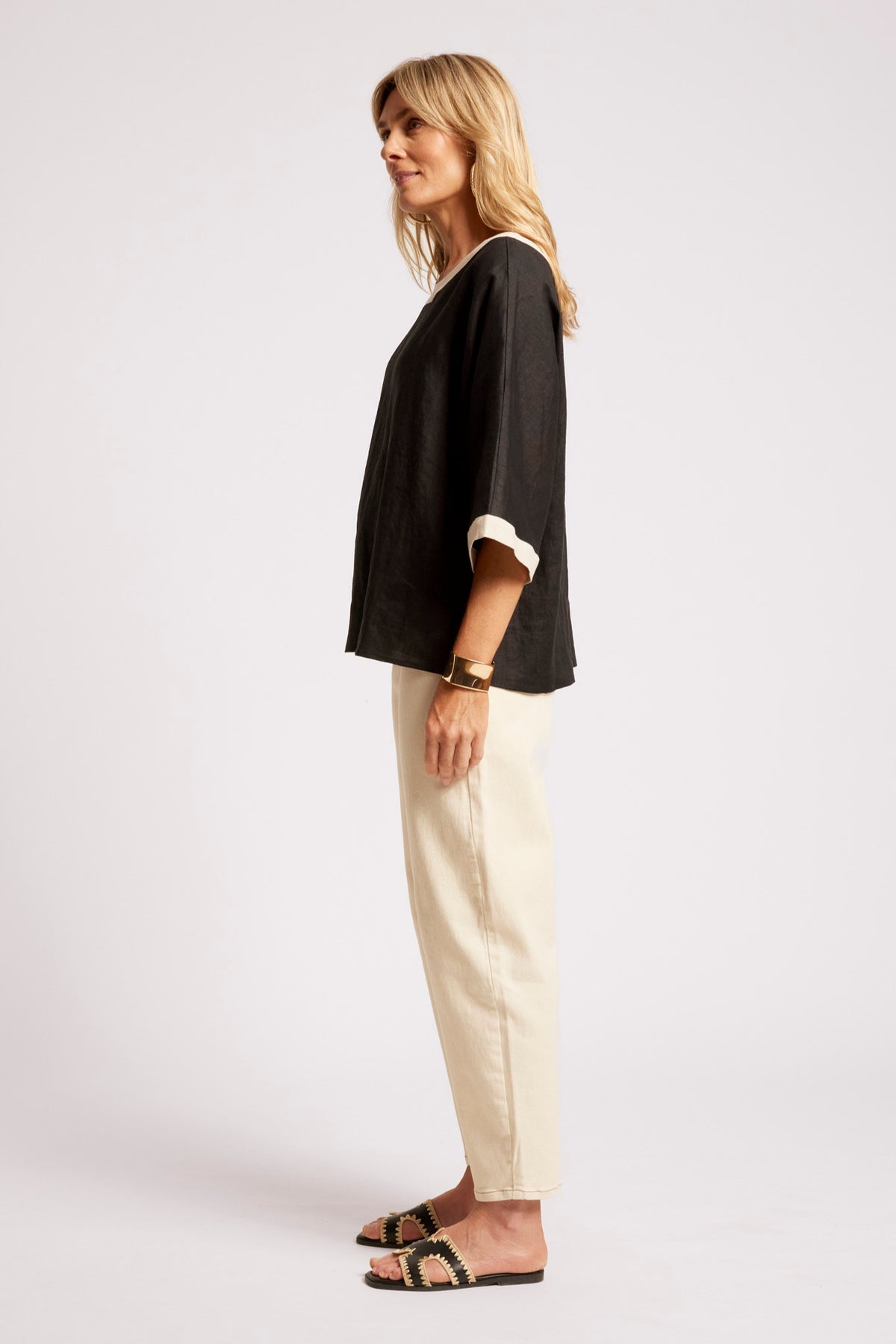 Maris Relaxed Splice Top | Black/Tusk