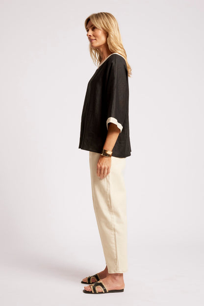 Maris Relaxed Splice Top | Black/Tusk