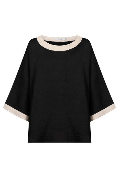 Maris Relaxed Splice Top | Black/Tusk