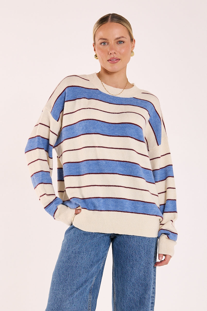 Holly Knit | Cream Cobalt Stripe