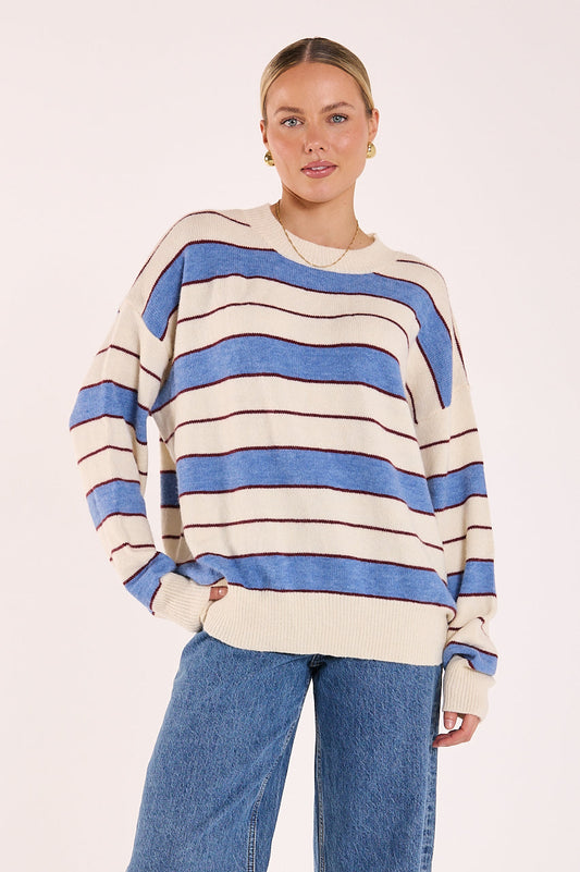 Holly Knit | Cream Cobalt Stripe