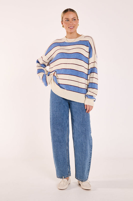 Holly Knit | Cream Cobalt Stripe