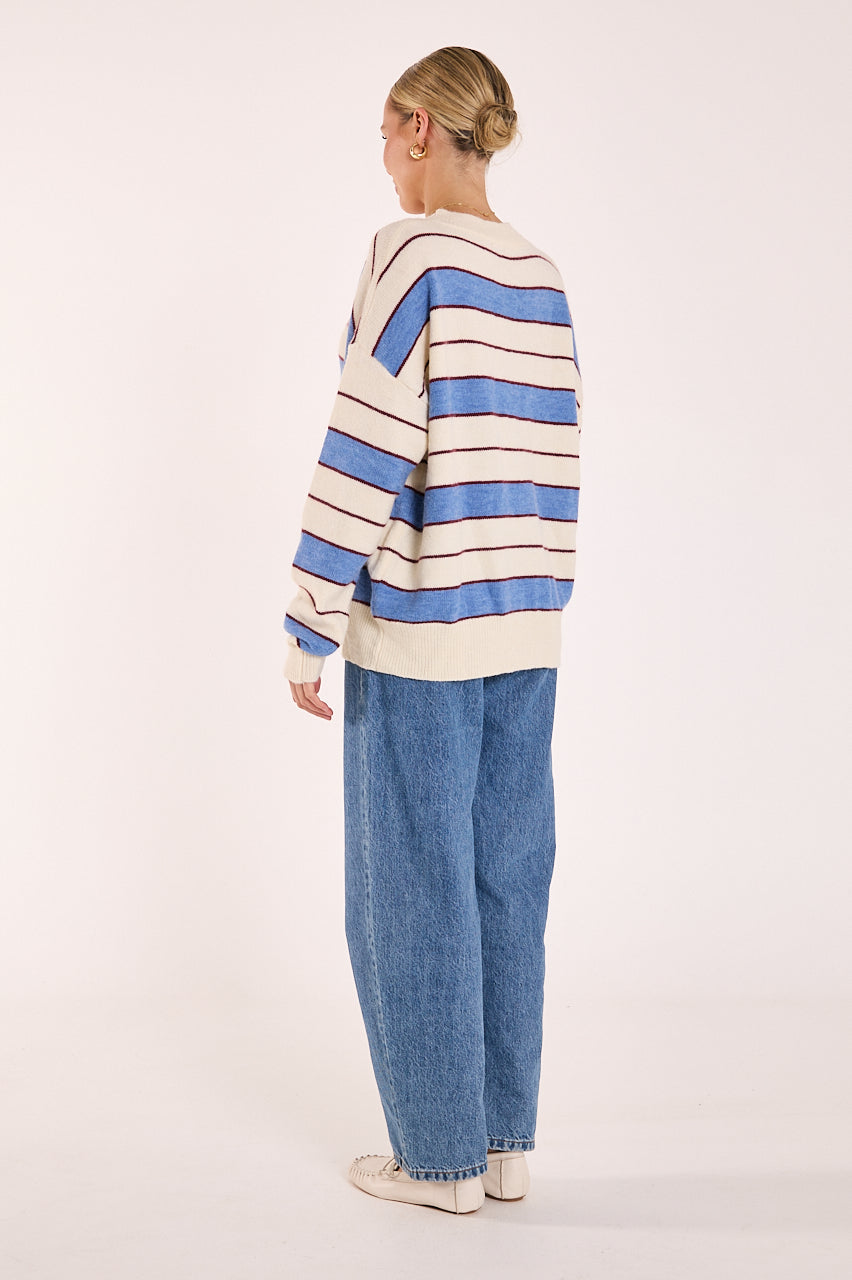 Holly Knit | Cream Cobalt Stripe