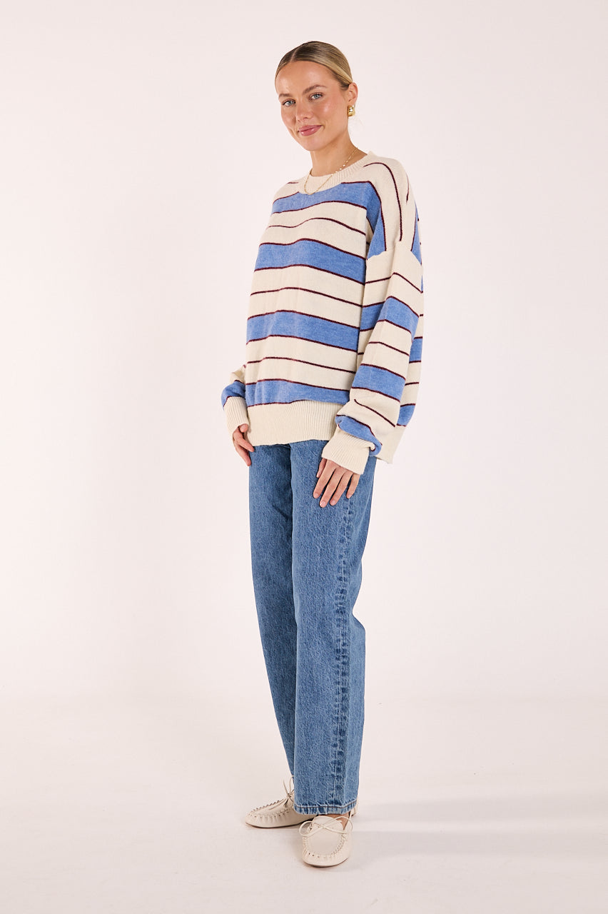 Holly Knit | Cream Cobalt Stripe