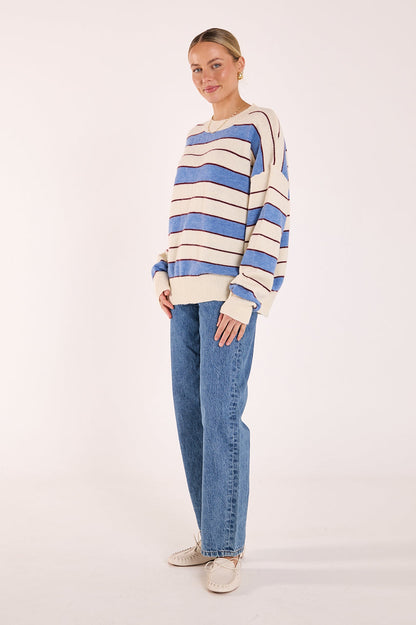 Holly Knit | Cream Cobalt Stripe