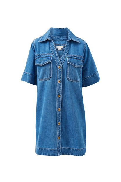 Bonnie Relaxed Shirt Dress | Fresh Indigo