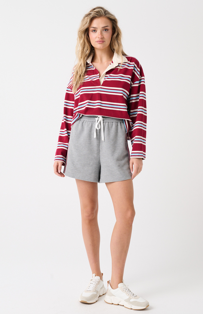 Alissa Rugby Tee | Raspberry Stripe