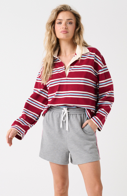Alissa Rugby Tee | Raspberry Stripe