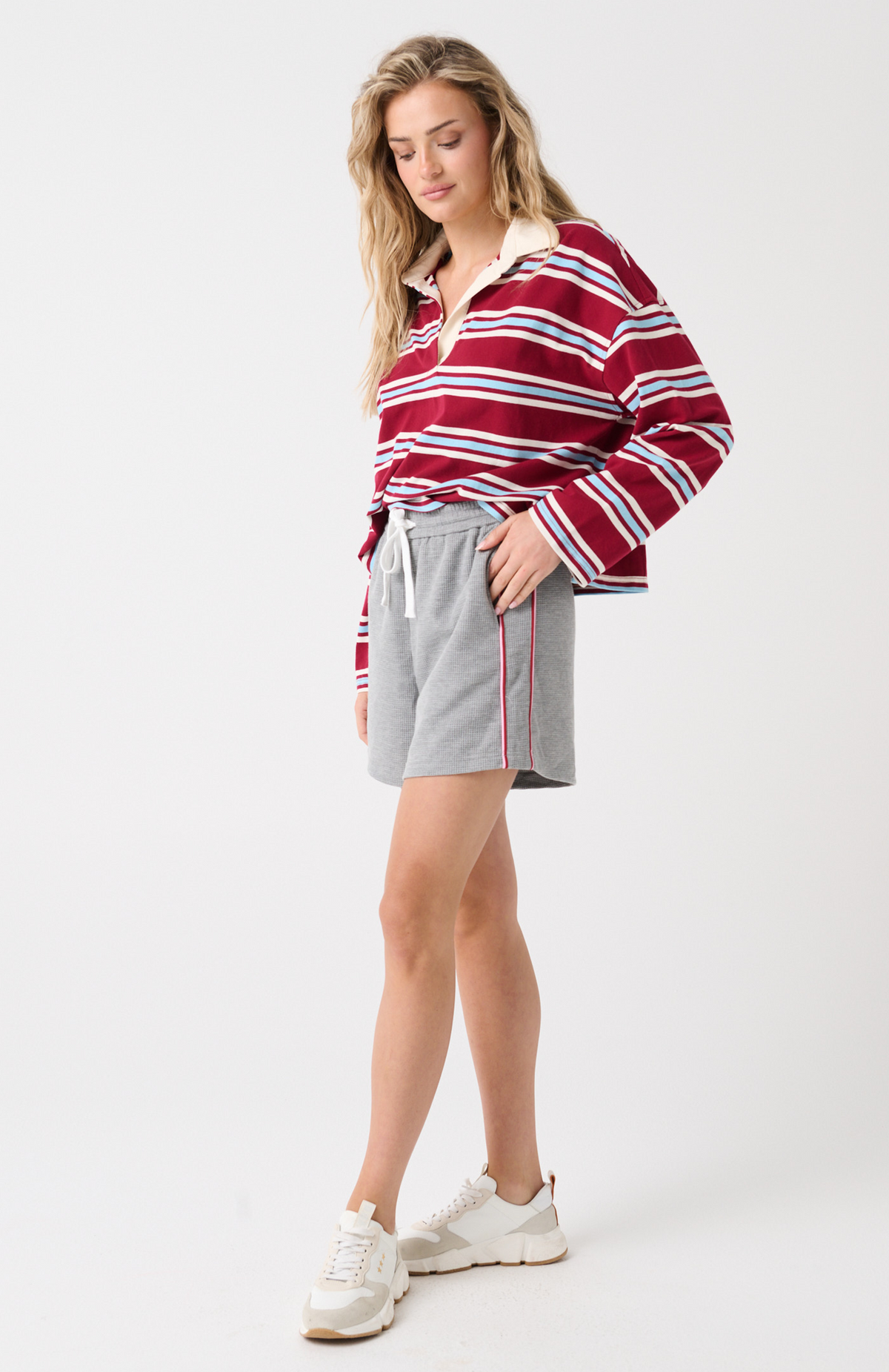 Alissa Rugby Tee | Raspberry Stripe