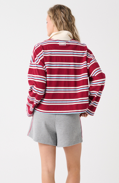 Alissa Rugby Tee | Raspberry Stripe